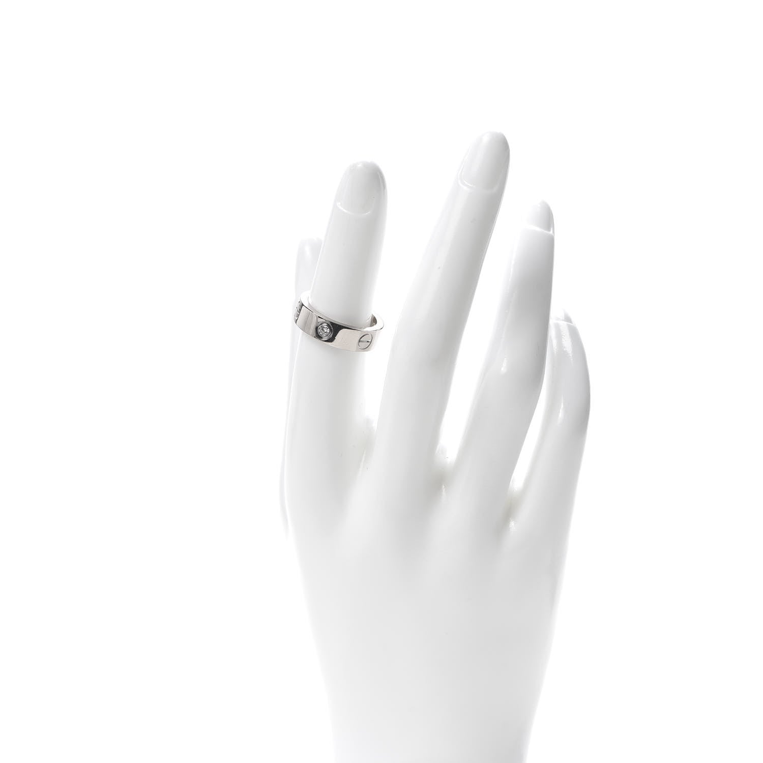 Cartier 18K White Gold 3 Diamond 5.5mm LOVE Ring 51 5.75 2 of 7