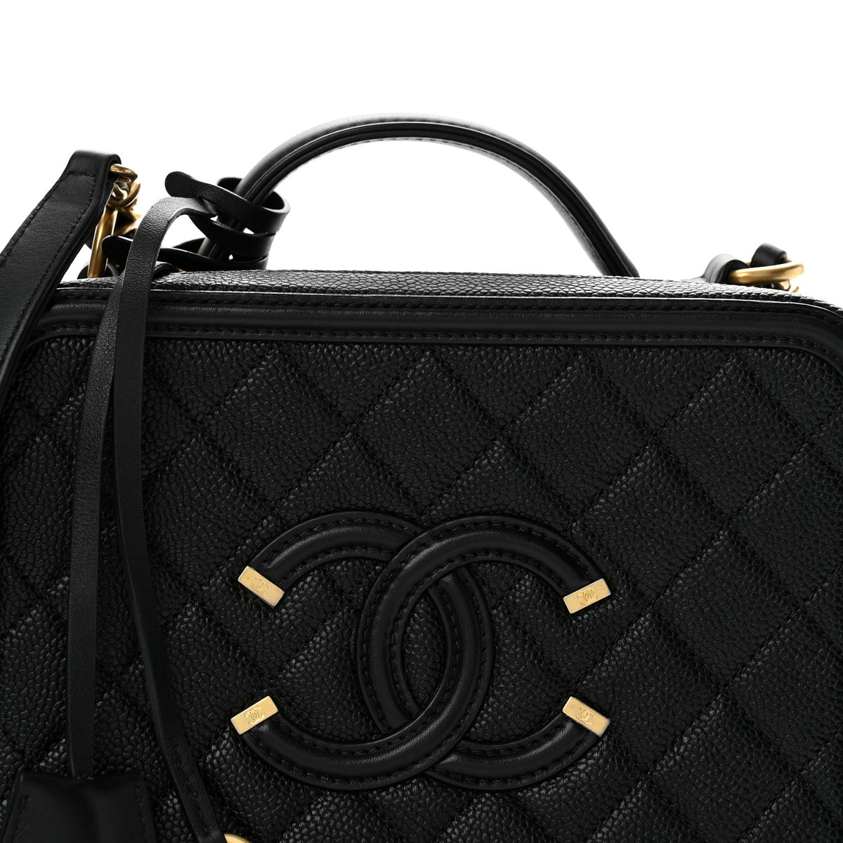 Caviar Quilted Medium CC Filigree Vanity Case Black