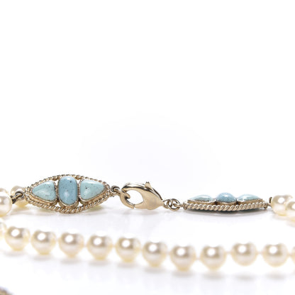 Chanel Pearl CC Belt Turquoise Burgundy 4 of 5