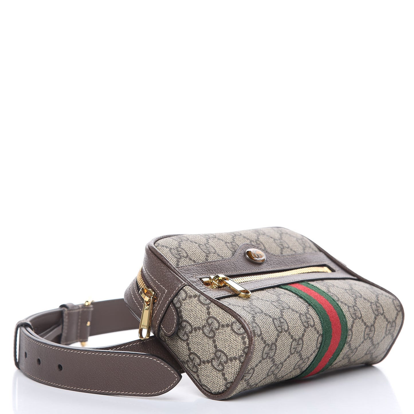 GG Supreme Monogram Web Small Ophidia Belt Bag 95 38 Dark Brown