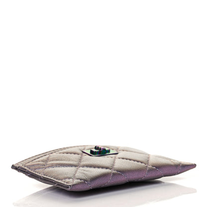 Chanel Iridescent Lambskin Quilted Reissue Card Holder Light Purple 4 of 11