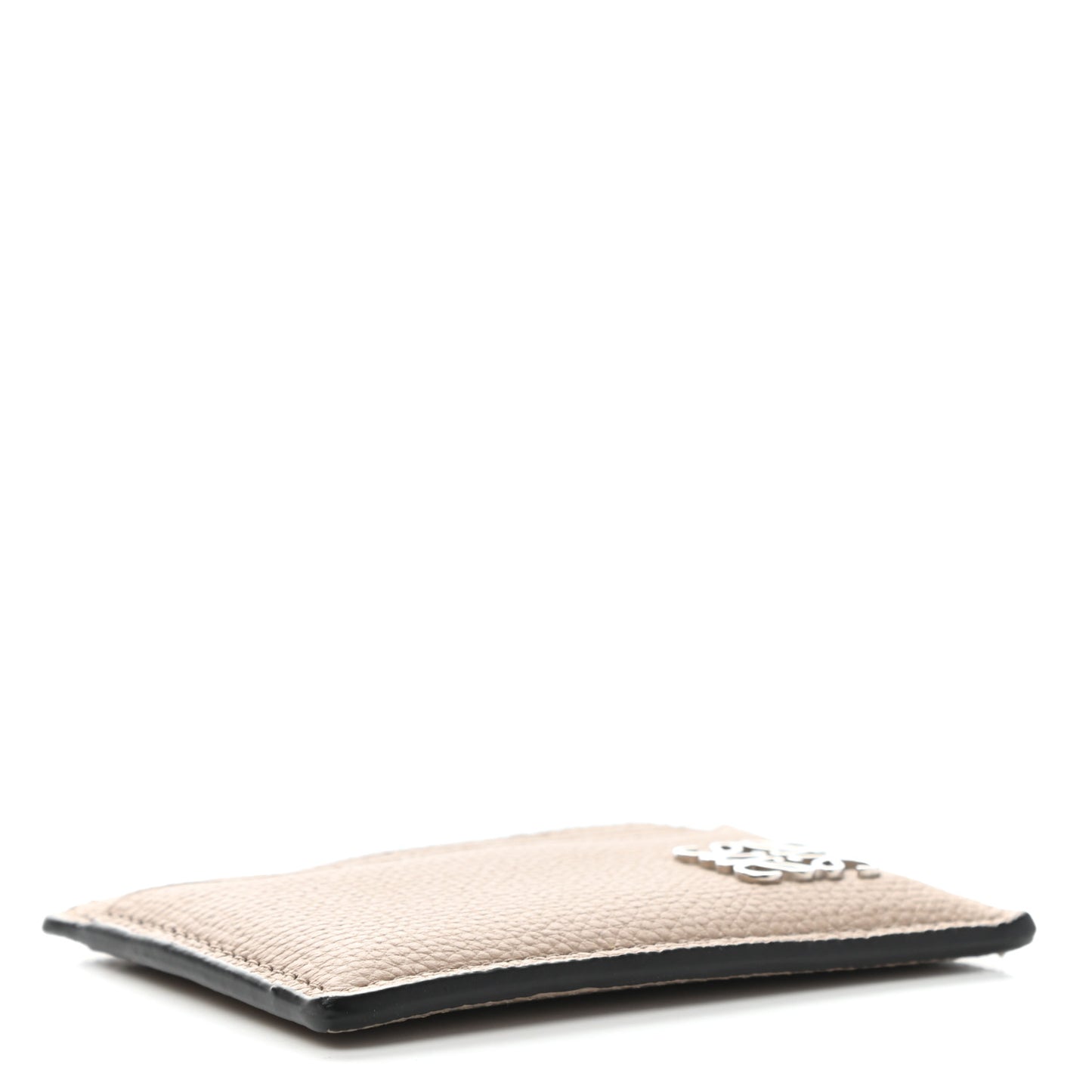Soft Grained Calfskin Anagram Card Holder Sand