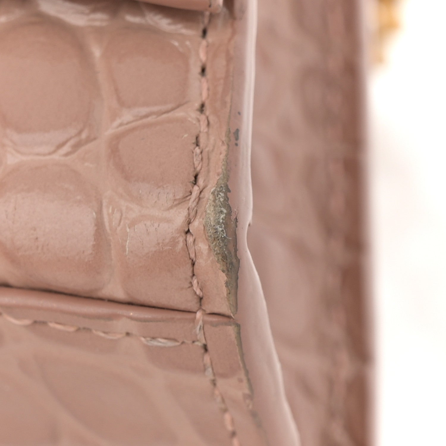 Balenciaga Shiny Calfskin Crocodile Embossed Hourglass Chain Bag Nude Beige 11 of 11