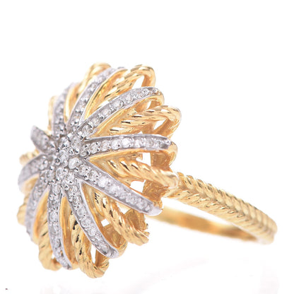 David Yurman 18K Yellow Gold Diamond 22mm Starburst Ring 54.5 7 3 of 6