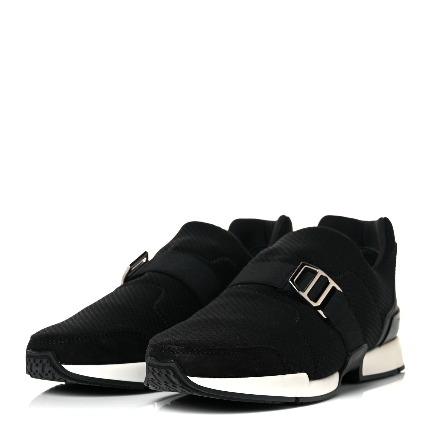 Technical Canvas Calfskin Run Sneakers 37.5 Black