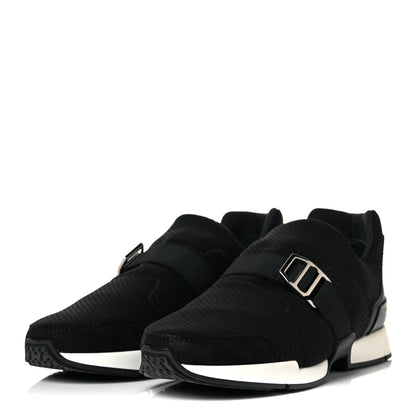 Hermes Technical Canvas Calfskin Run Sneakers 37.5 Black 3 of 9