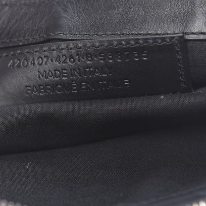 Balenciaga Calfskin Cotton Canvas Striped Logo Clutch Navy 7 of 11