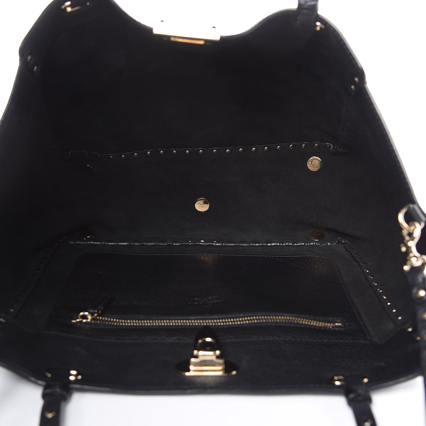 Alce Printed Calfskin Medium Rockstud Tote Black