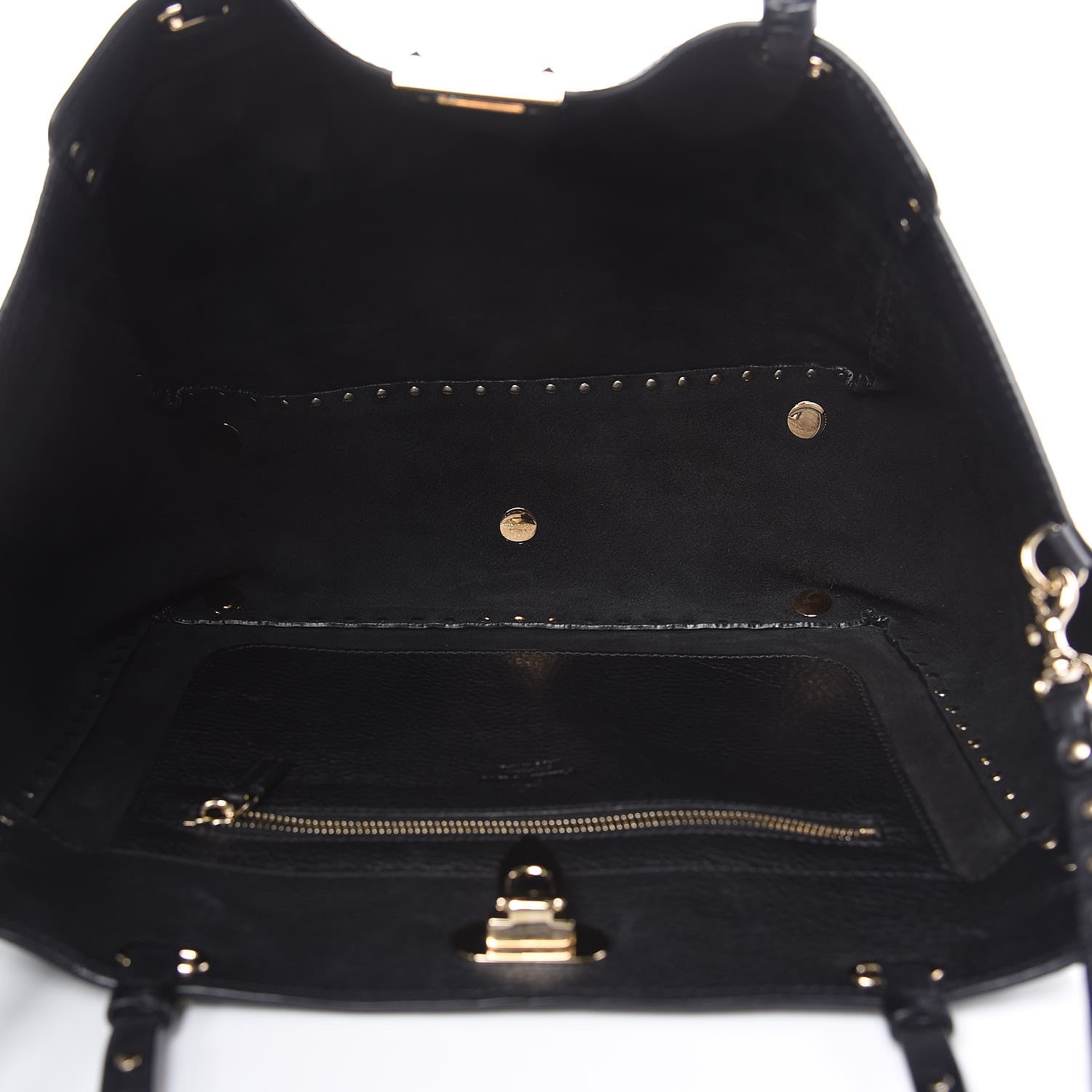 Valentino Garavani Alce Printed Calfskin Medium Rockstud Tote Black 5 of 10