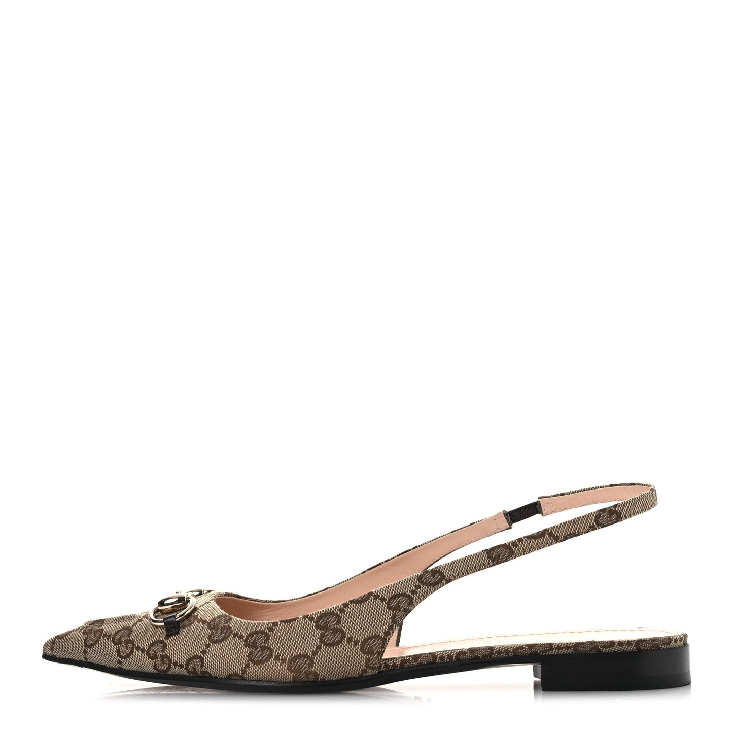 Monogram Horsebit Womens Slingback Ballet Flat 40.5 Beige Ebony Cocoa
