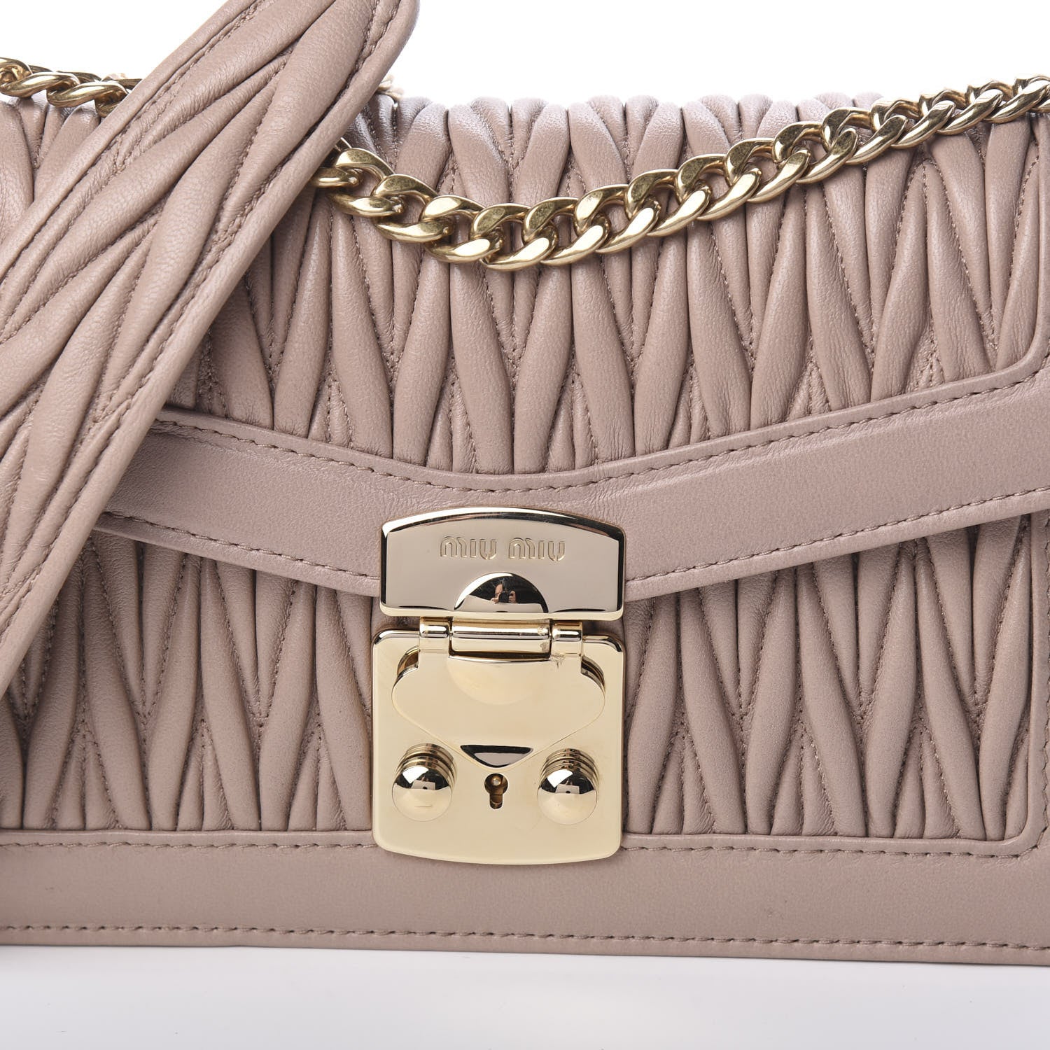 Miu Miu Lambskin Confidential Matelasse Chain Shoulder Bag Cipria 13 of 15