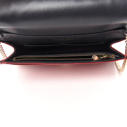 Christian Dior Metallic Patent Micro-Cannage Diorama Wallet on Chain Pouch Red 5 of 10
