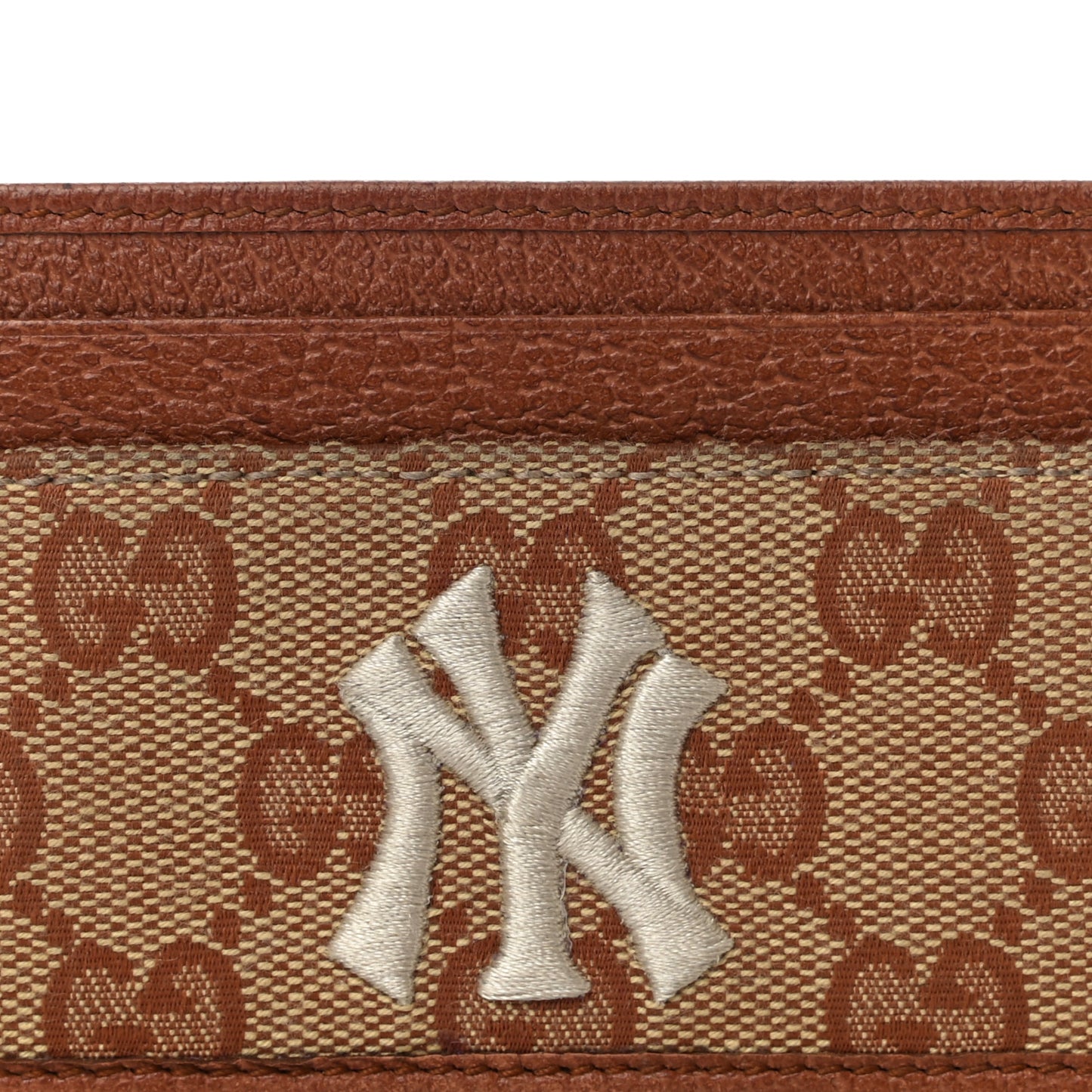 X MLB GG Monogram NY Yankees Card Holder Beige Ruggine Ivory