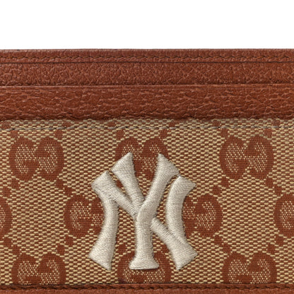 Gucci X MLB GG Monogram NY Yankees Card Holder Beige Ruggine Ivory 8 of 13