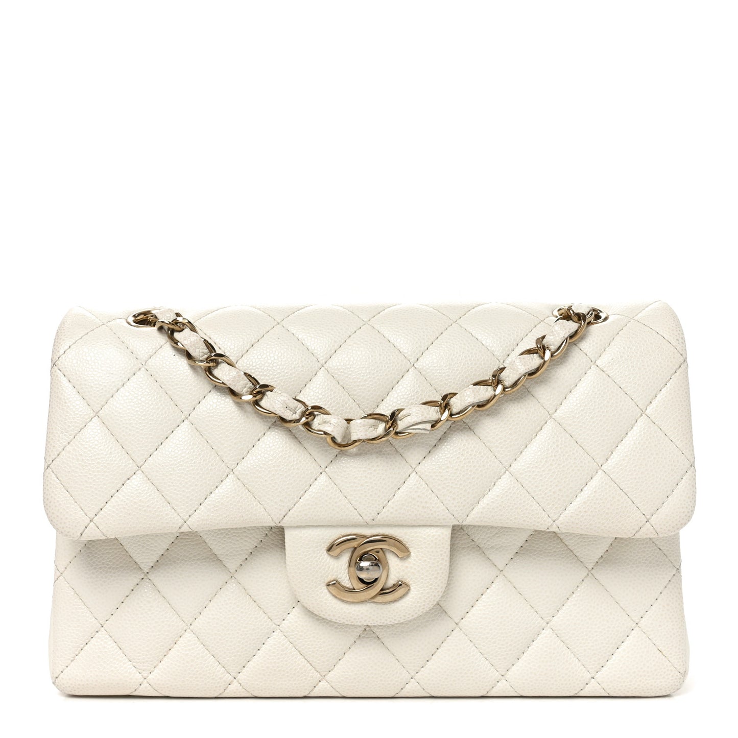 Caviar Quilted Small Double Flap White
