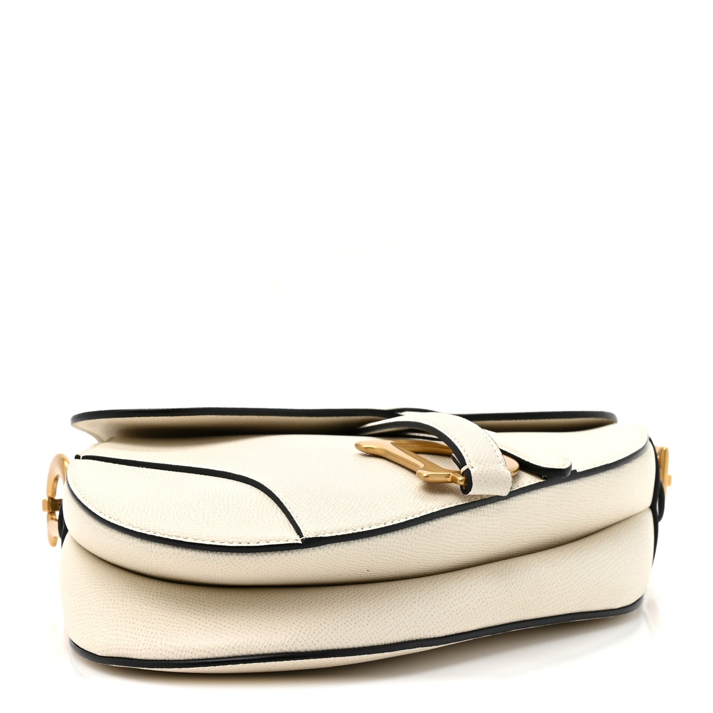 Grained Calfskin Saddle Bag With Strap Latte