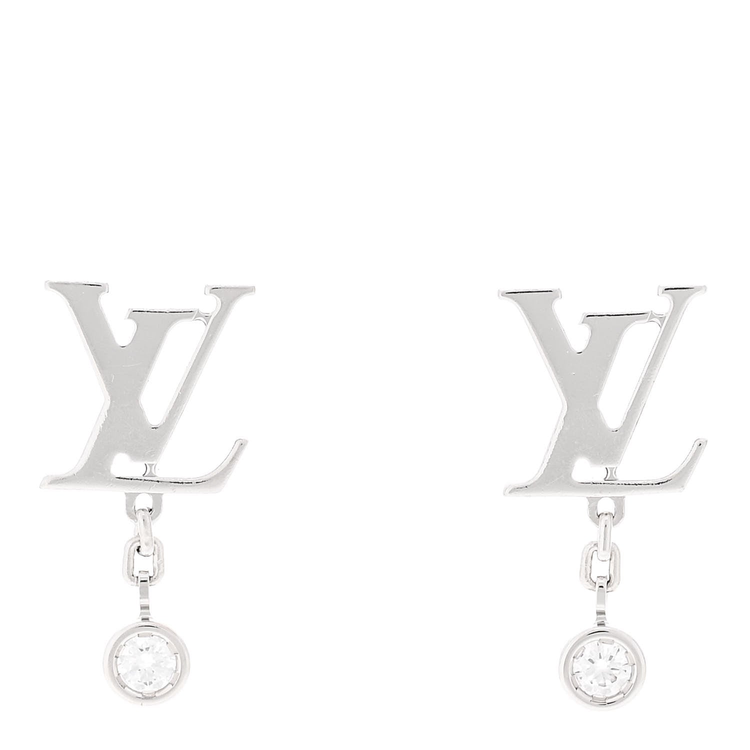 Louis Vuitton 18K White Gold Diamond Idylle Blossom LV Stud Earrings 1 of 6