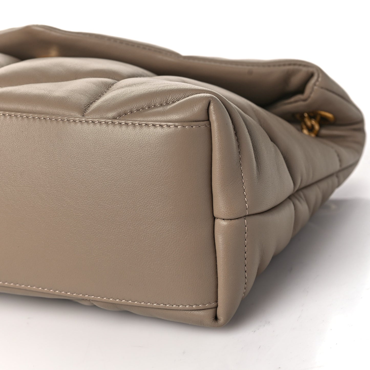 Lambskin Quilted Small Loulou Puffer Monogram Chain Satchel Dark Beige
