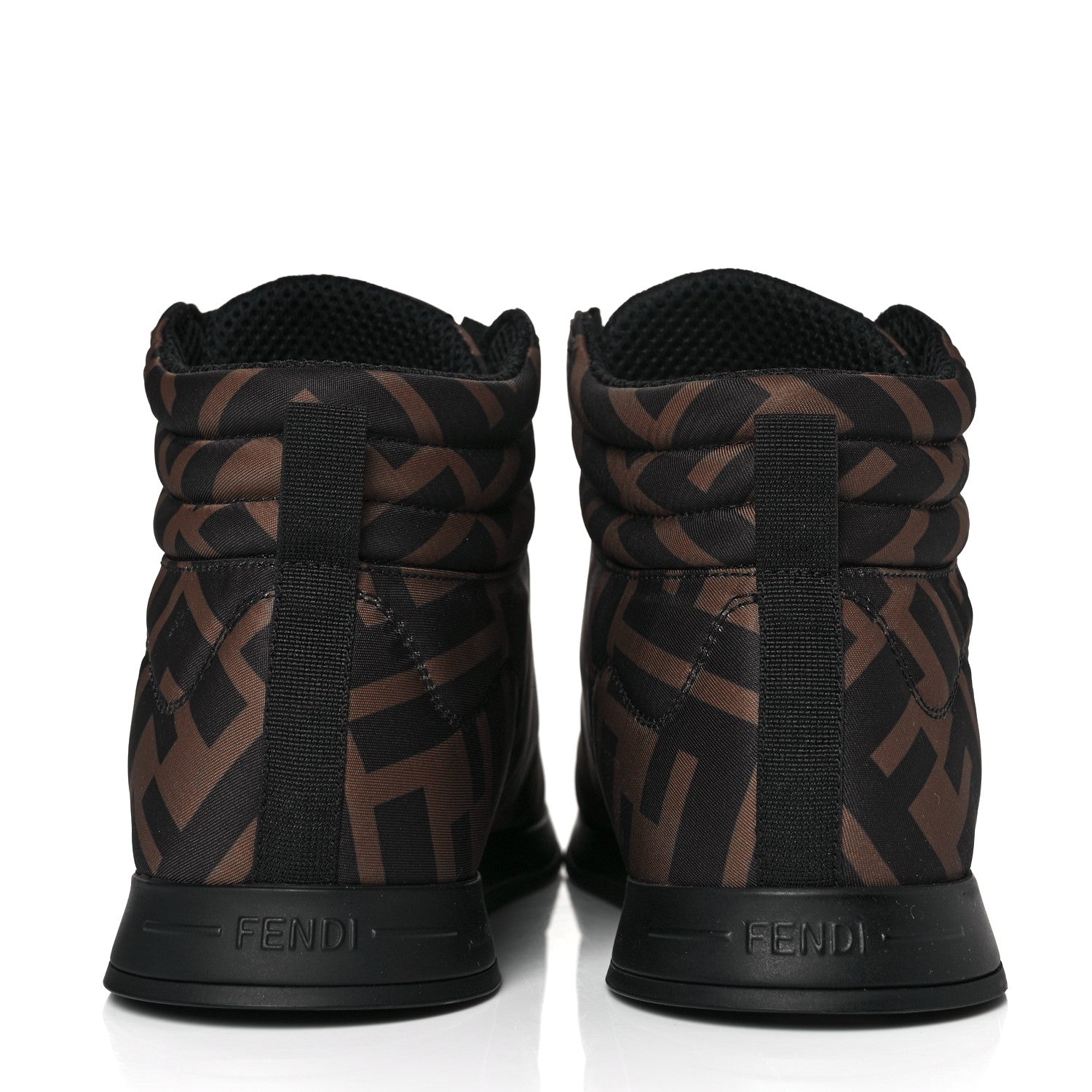 Fendi Nylon FF Reloaded High Top Sneakers 39 Tobacco Black 5 of 9