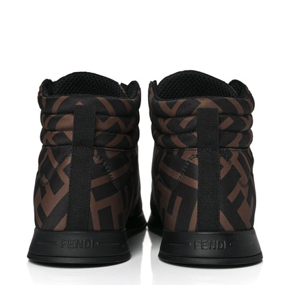 Fendi Nylon FF Reloaded High Top Sneakers 39 Tobacco Black 5 of 9