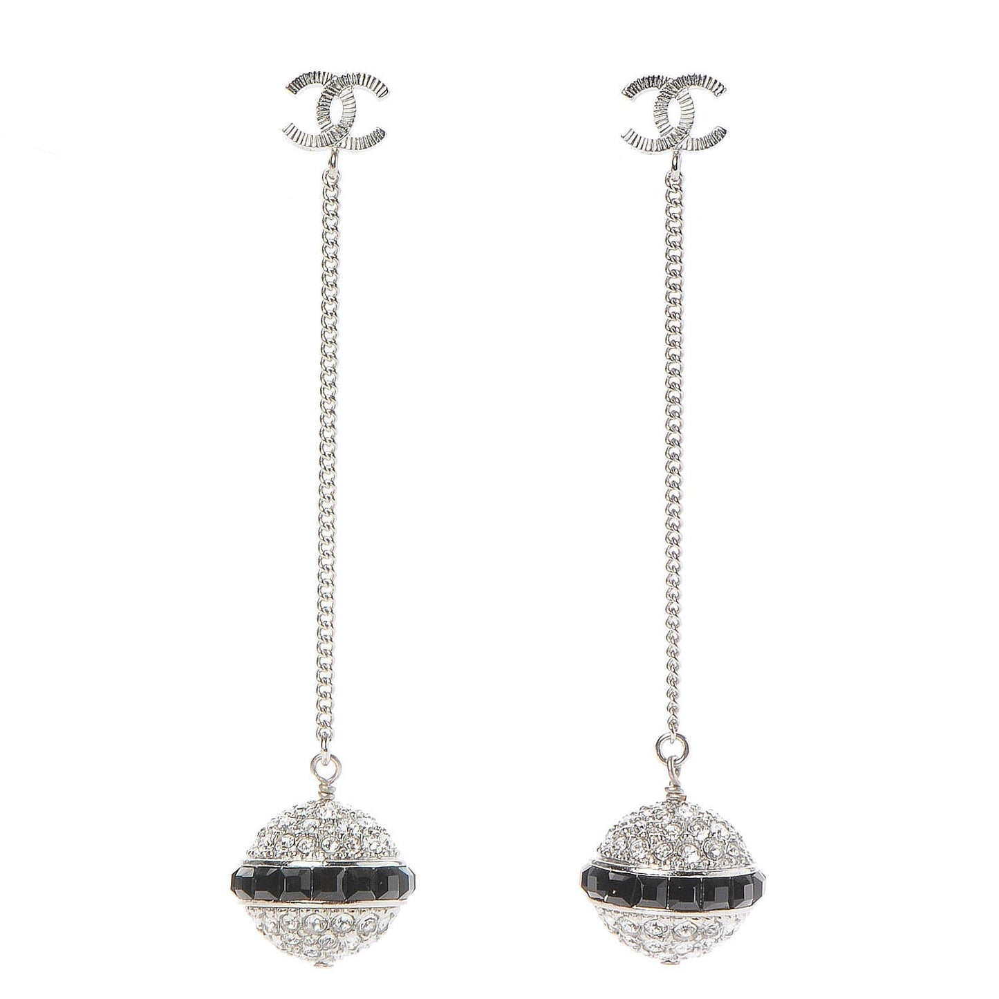 Crystal CC Dangle Earrings Black