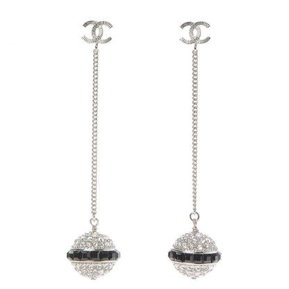 Chanel Crystal CC Dangle Earrings Black 1 of 4