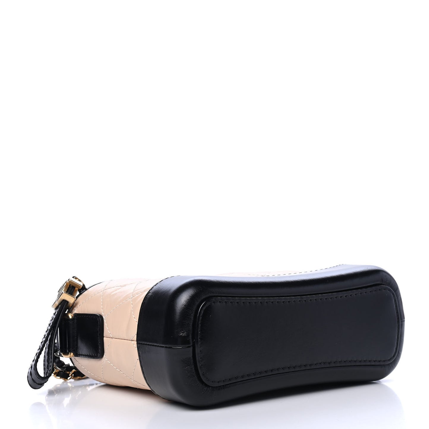 Aged Calfskin Quilted Small Gabrielle Hobo Beige Black