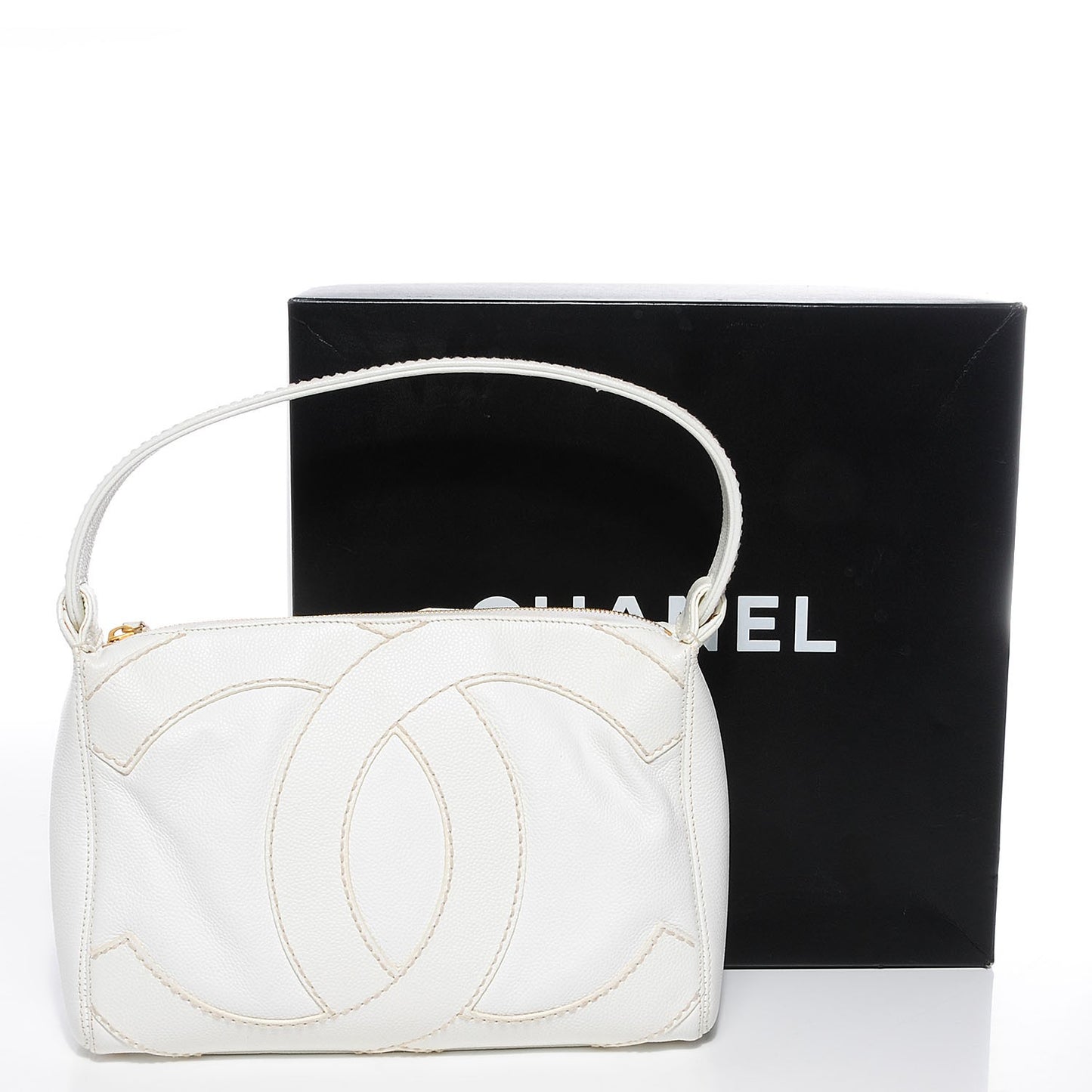 Caviar CC Stitched Hobo White