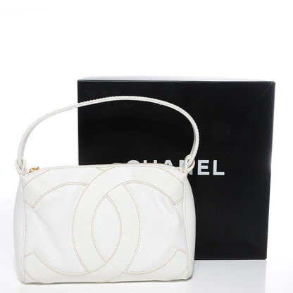Chanel Caviar CC Stitched Hobo White 5 of 8