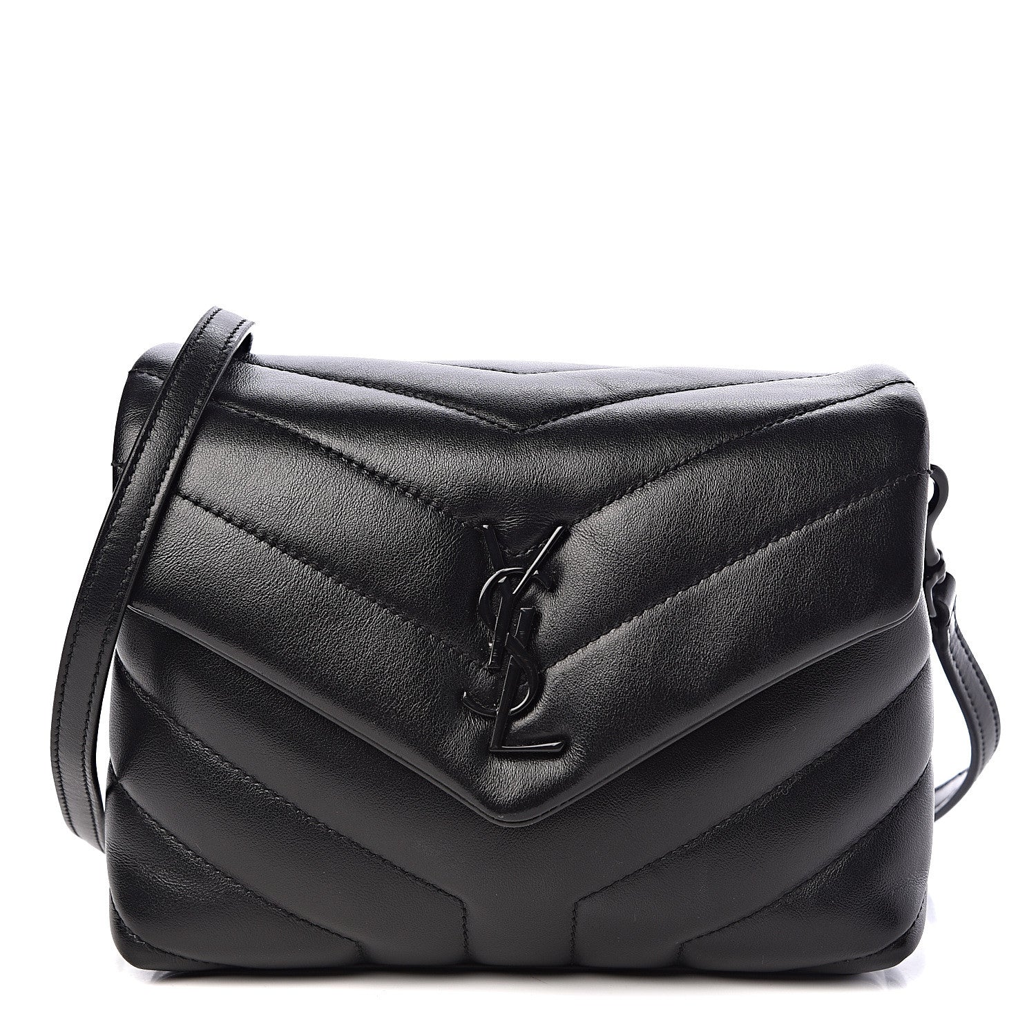 Saint Laurent Calfskin Y Quilted Monogram Toy Loulou Crossbody Bag Black 1 of 10