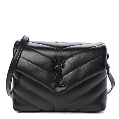 Saint Laurent Calfskin Y Quilted Monogram Toy Loulou Crossbody Bag Black 1 of 10