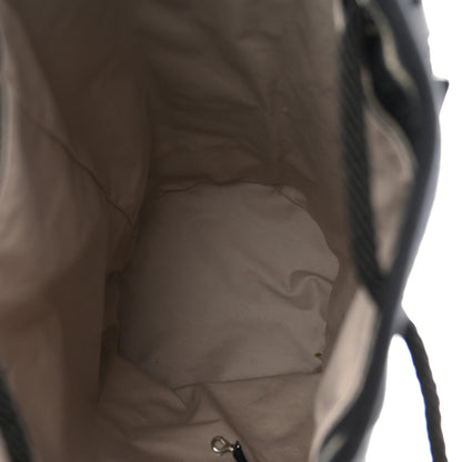 Chanel Striped Canvas Deauville Drawstring Backpack Black 9 of 19