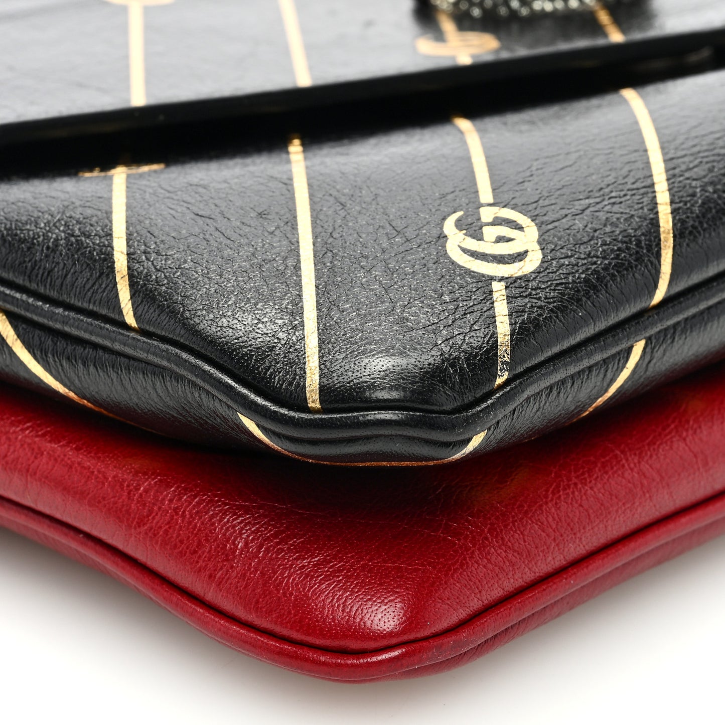 Calfskin Diagonal GG Medium Thiara Double Envelope Shoulder Bag Black Red