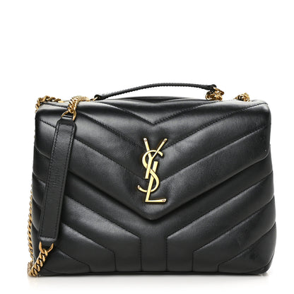 Saint Laurent Calfskin Y Quilted Monogram Small Loulou Chain Satchel Black 1 of 8