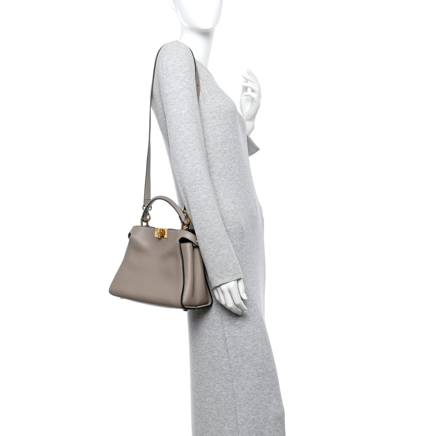 Fendi Tahiti Burro Medium Peekaboo Iconic Essentially Satchel Tortora Black 2 of 11