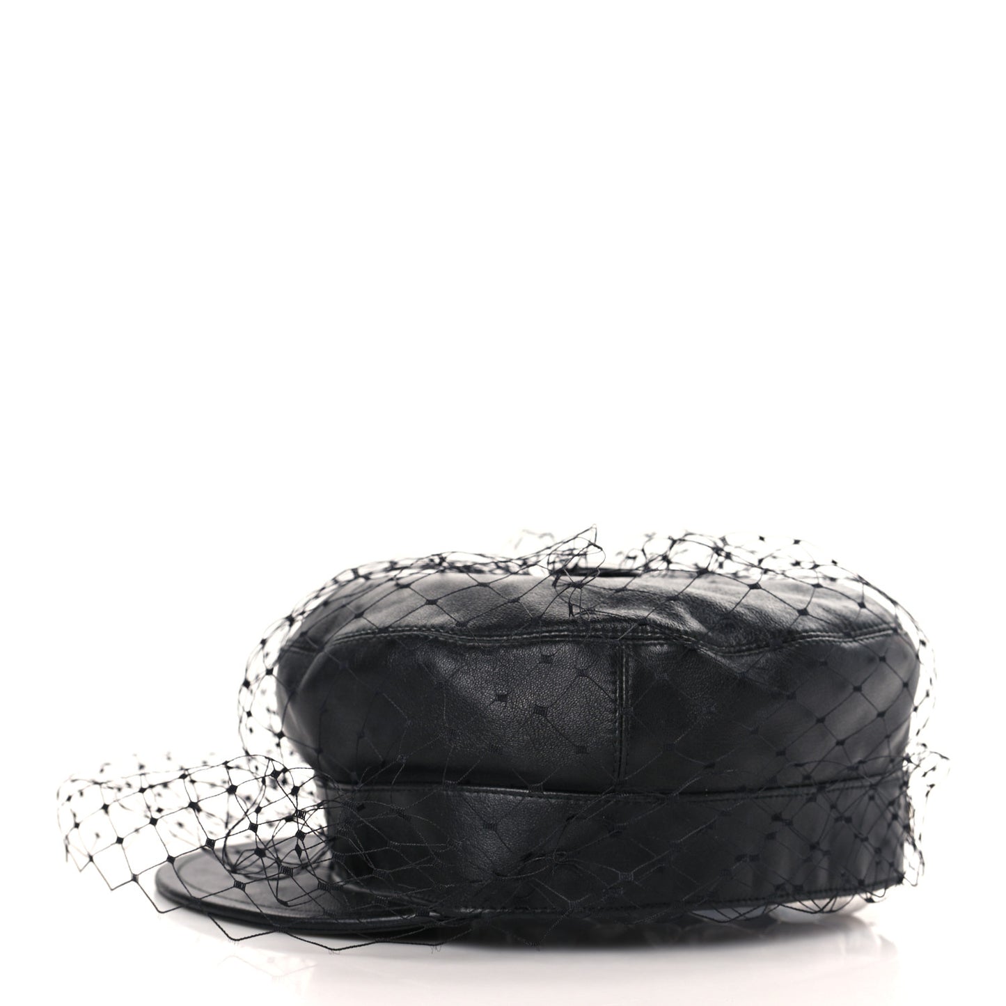Lambskin Arty Beret Cap With Veil 57 Black