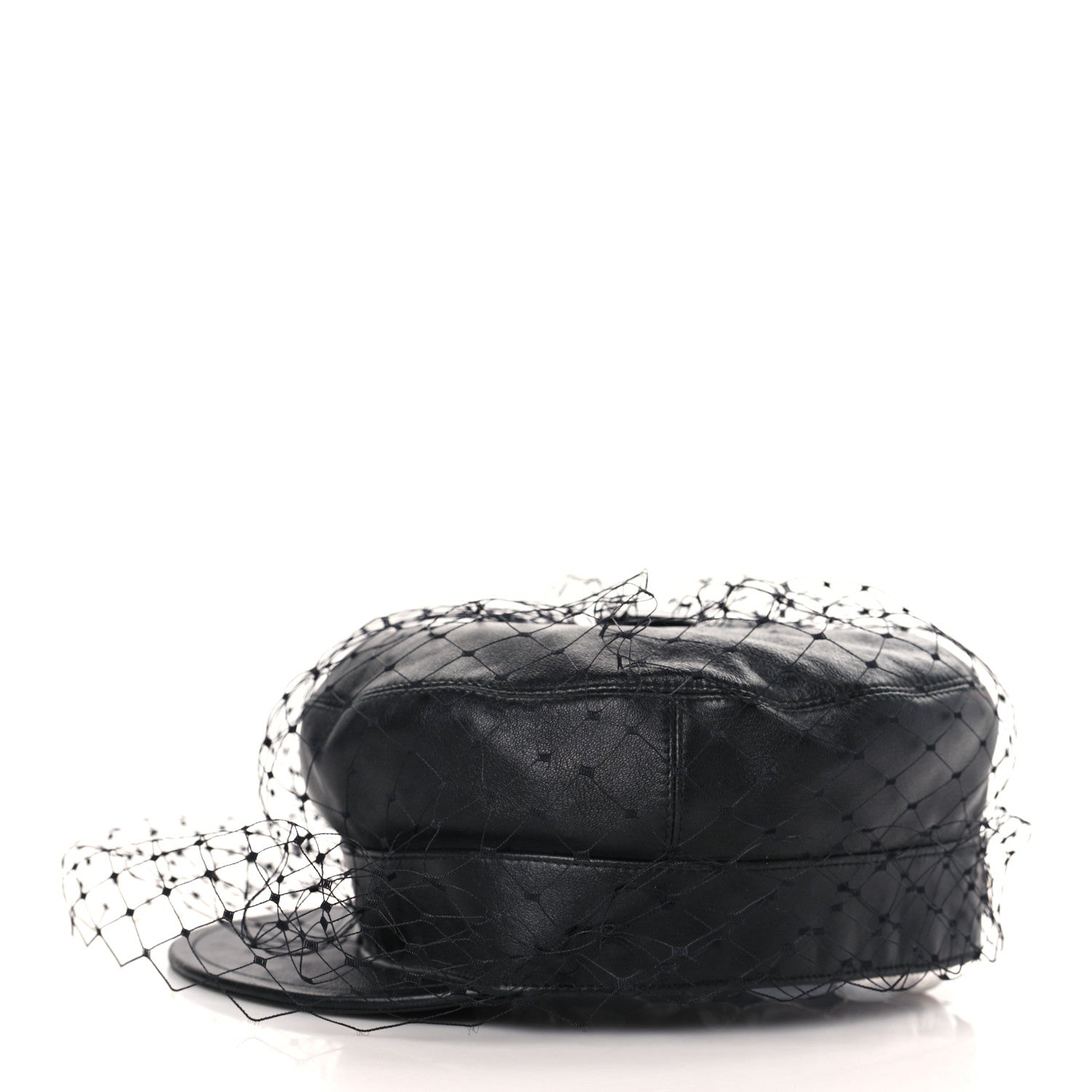 Christian Dior Lambskin Arty Beret Cap With Veil 57 Black 4 of 7