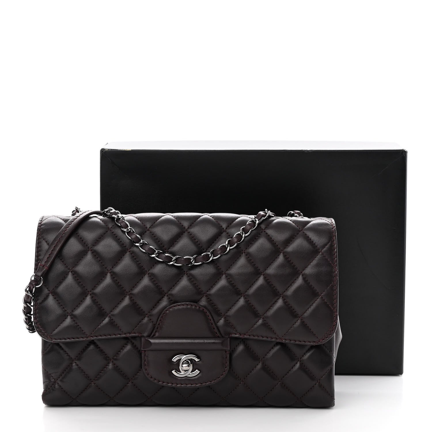 Chanel Lambskin Quilted Jumbo Coco Loop Flap Burgundy 14 of 14