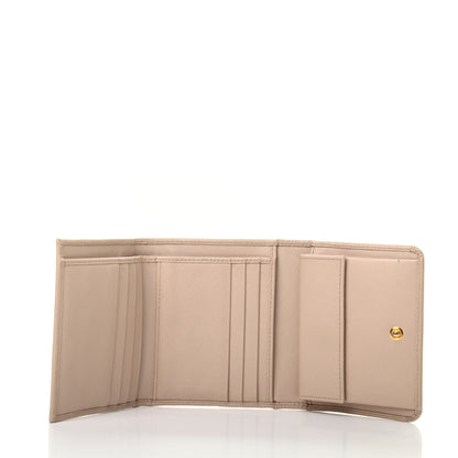 Prada Saffiano Metal Tri-Fold Wallet Cipria 9 of 11