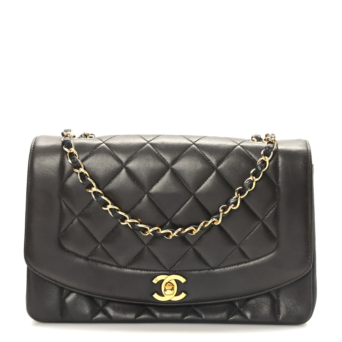 Lambskin Quilted Medium Single Flap Black