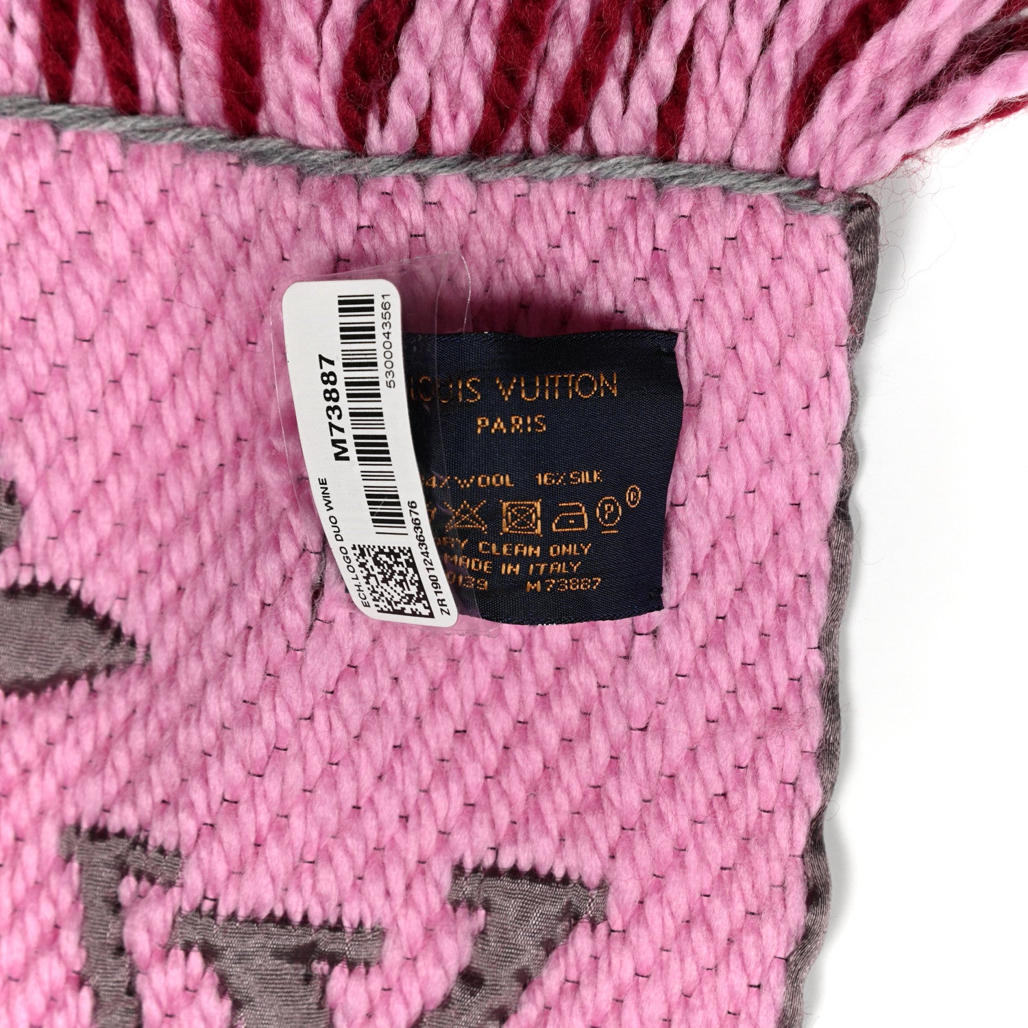 Louis Vuitton Wool Silk Logomania Duo Scarf Wine 3 of 3
