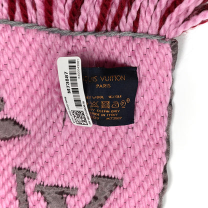 Louis Vuitton Wool Silk Logomania Duo Scarf Wine 3 of 3