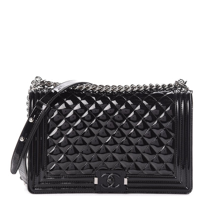 Chanel Patent Calfskin Quilted New Medium Plexiglass Boy Flap Black 1 of 12