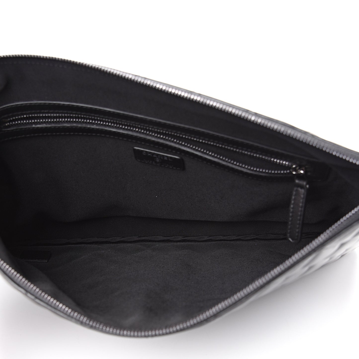 Lambskin Quilted Large Cosmetic Case Black