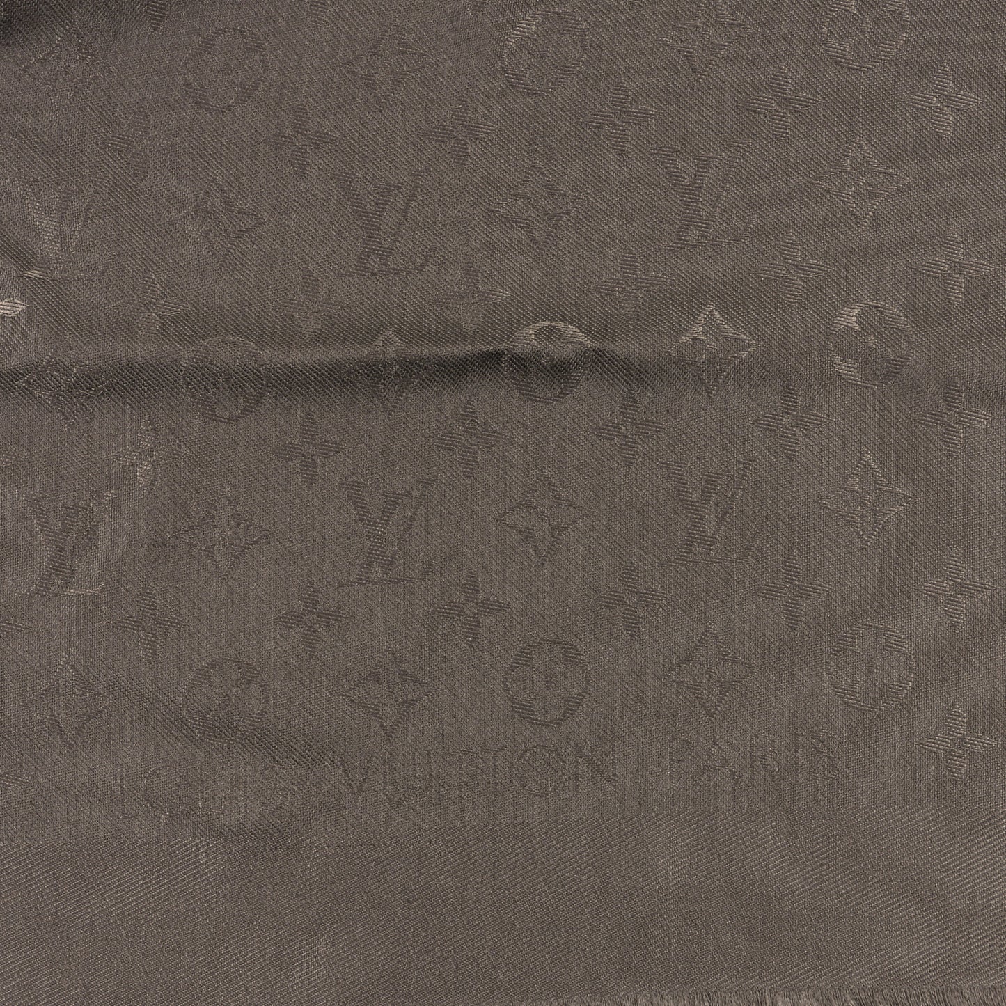 Silk Wool Monogram Shine Classic Shawl Taupe