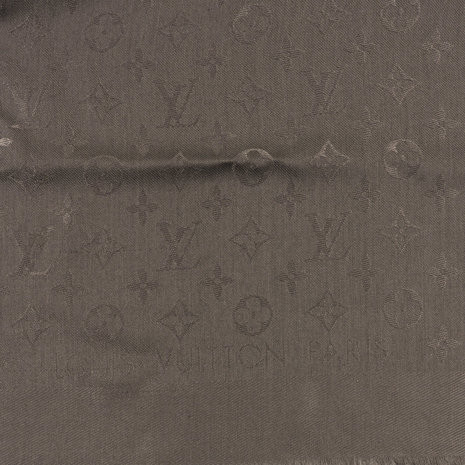 Louis Vuitton Silk Wool Monogram Shine Classic Shawl Taupe 2 of 6