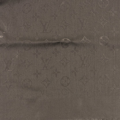 Louis Vuitton Silk Wool Monogram Shine Classic Shawl Taupe 2 of 6