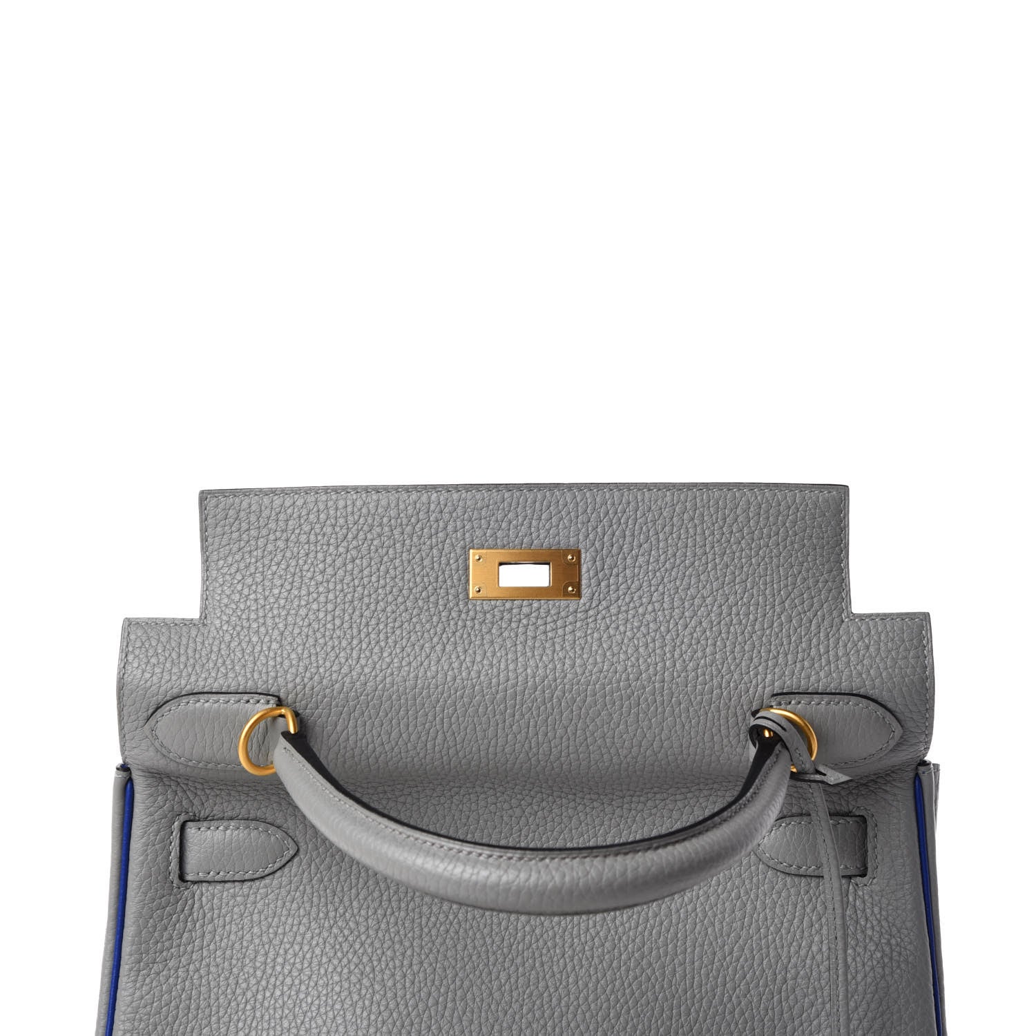 Hermes Taurillon Clemence Horseshoe Kelly Retourne 28 Bleu Glacier Bleu Electrique 15 of 34