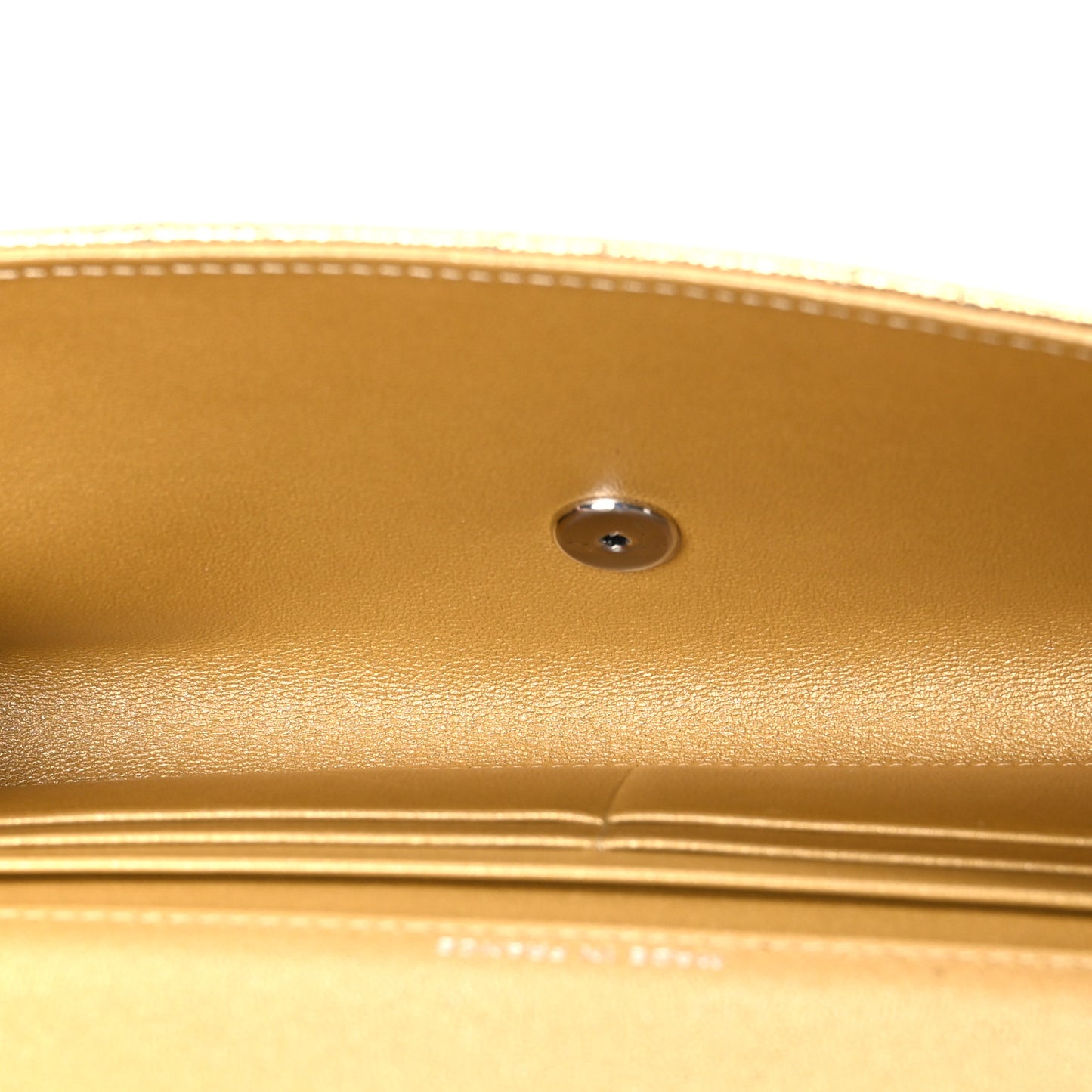 Metallic Caviar Quilted Top Handle Flap Clutch With Chain Gold