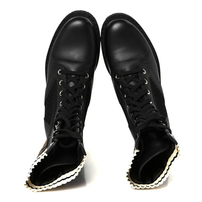 Fendi Calfskin Stretch Fabric Rockoko Biker Boots 36 Tobacco Black Marino 2 of 8